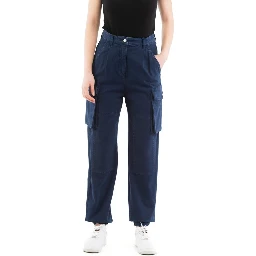 Blue Cotton Cargo Pants