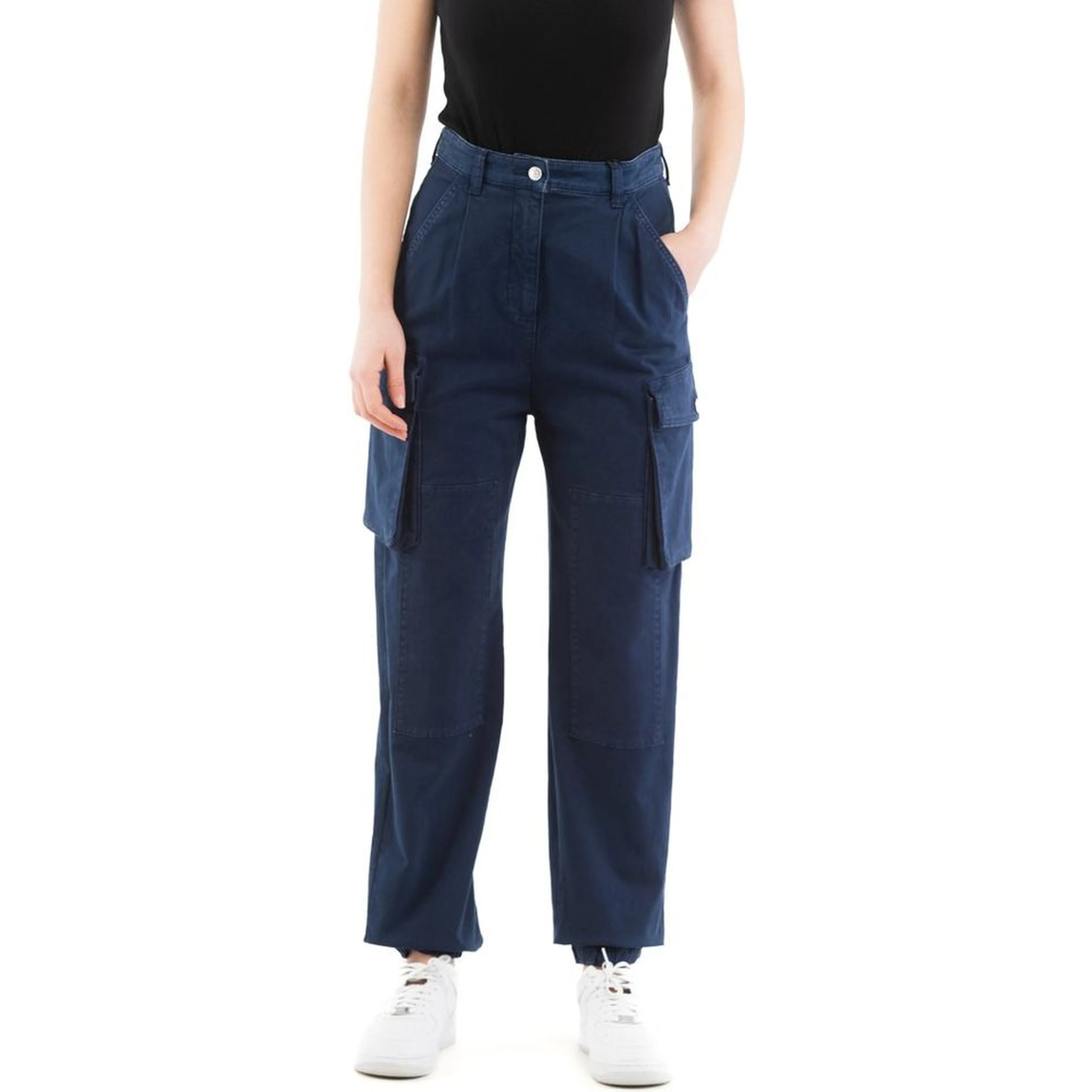 Blue Cotton Cargo Pants