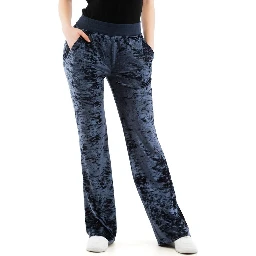 Blue Polyester Casual Pants