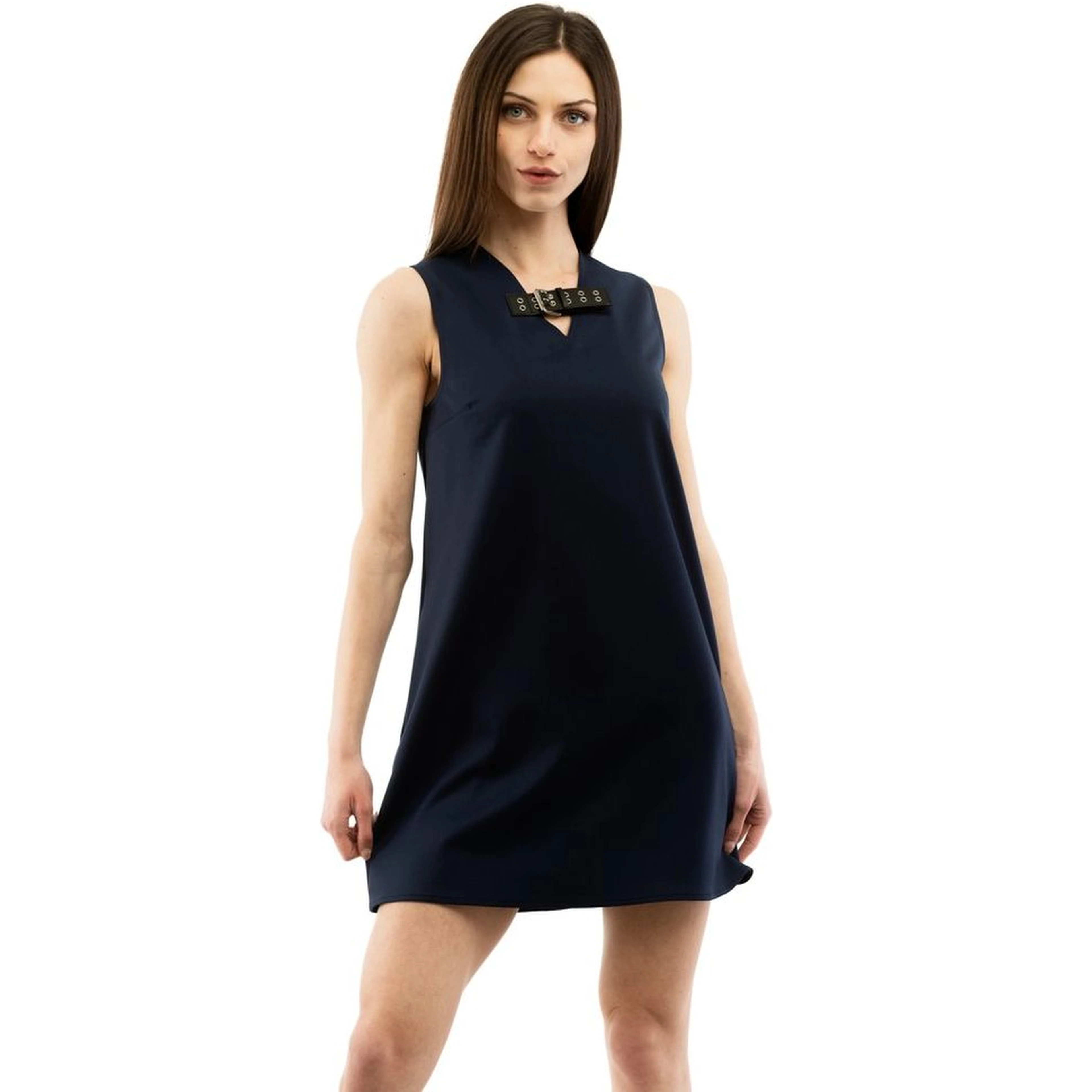 Blue Polyester Casual Dress