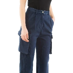 Blue Cotton Cargo Pants