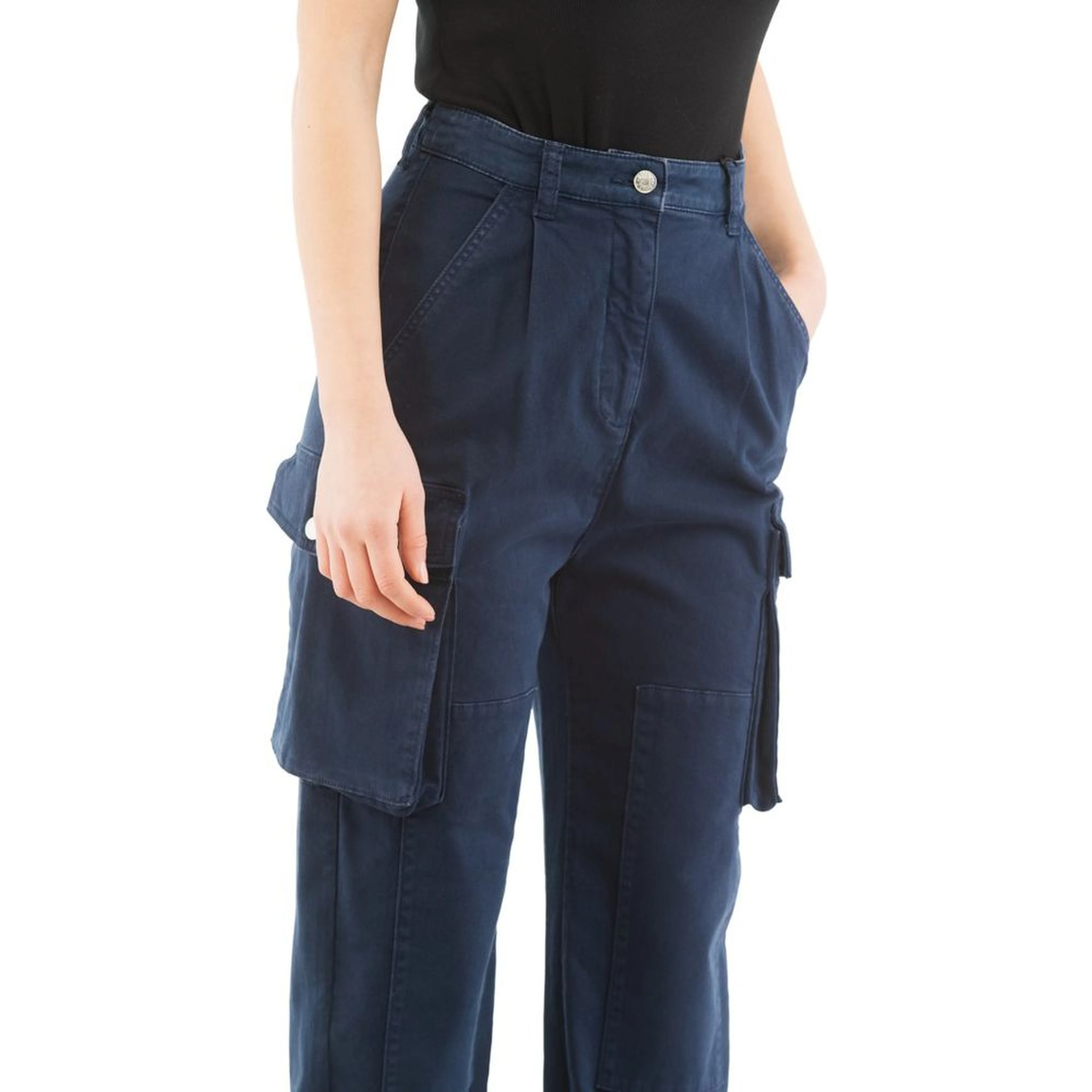 Blue Cotton Cargo Pants