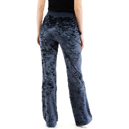 Blue Polyester Casual Pants
