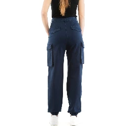 Blue Cotton Cargo Pants