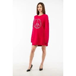 Fuchsia Wool Casual Dress
