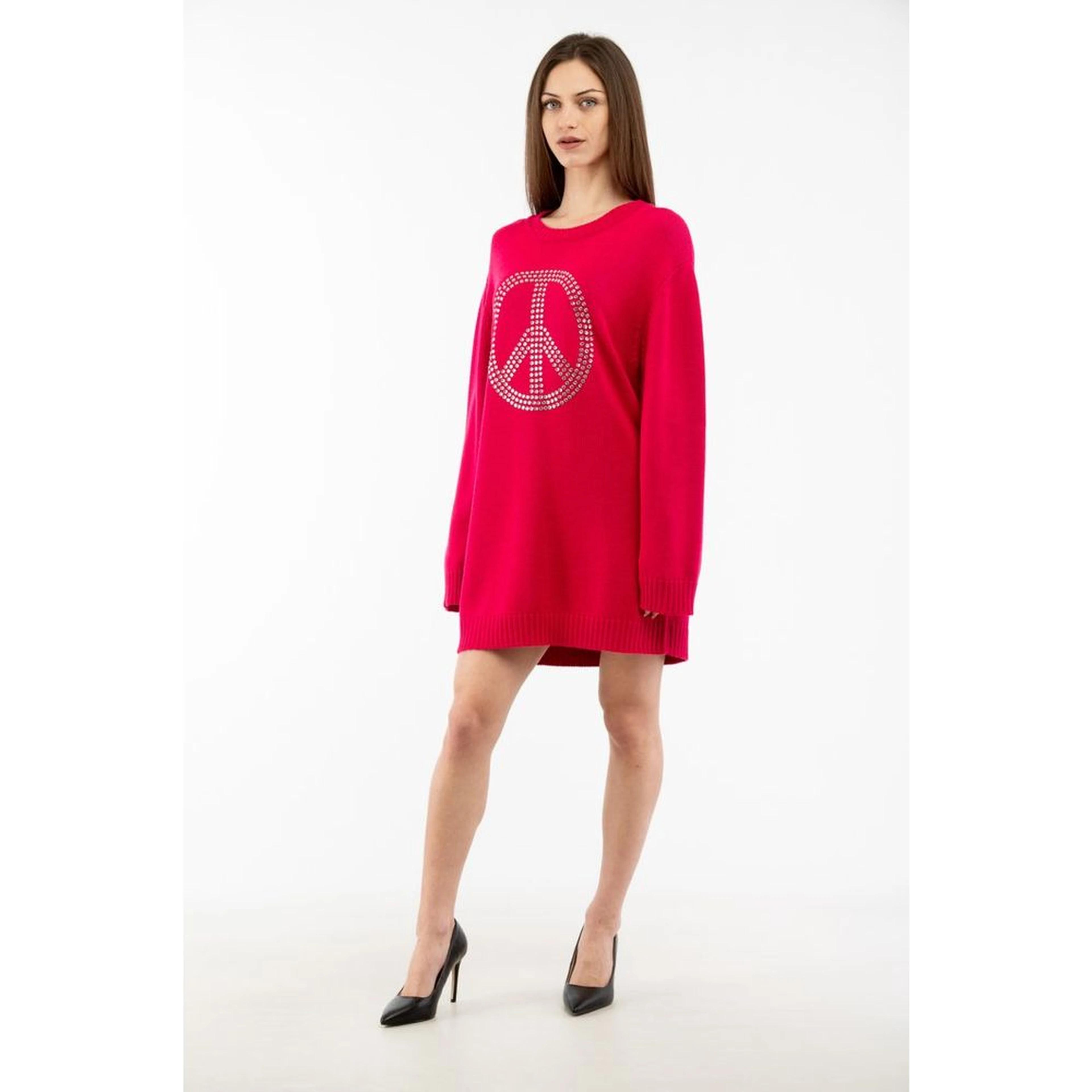 Fuchsia Wool Casual Dress