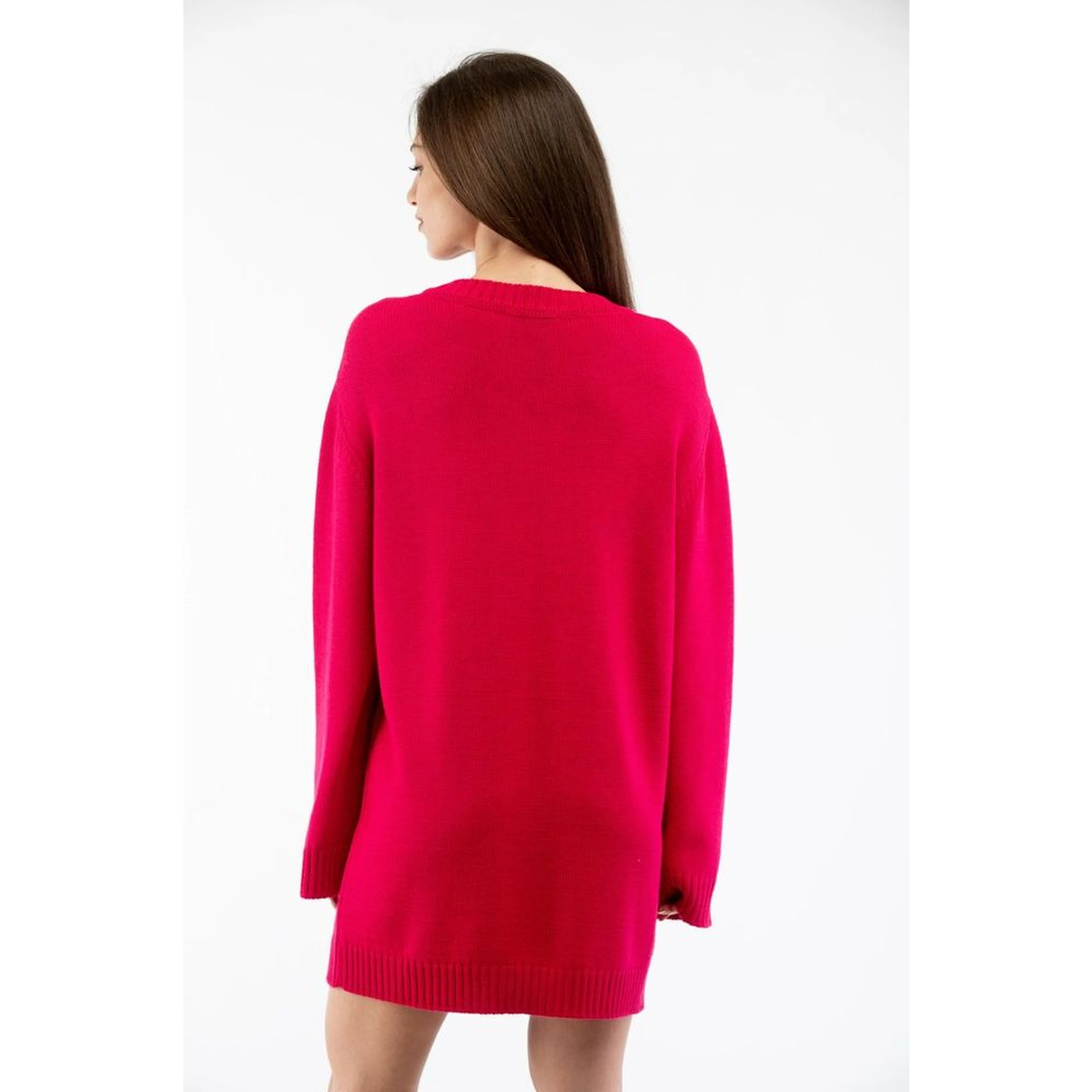 Fuchsia Wool Casual Dress