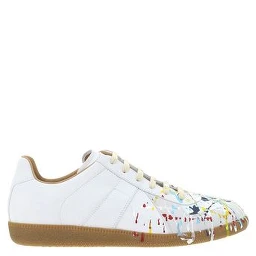 White Calf Leather Bos Taurus Sneakers