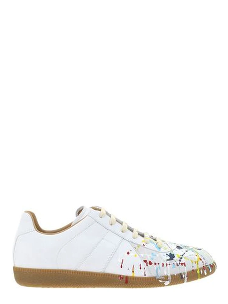 White Calf Leather Bos Taurus Sneakers