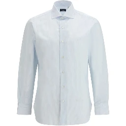 قميص قطني أزرق بنقشة