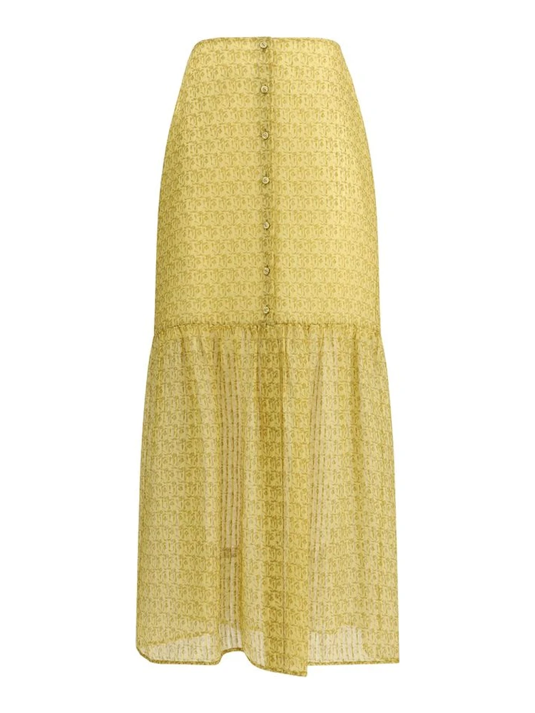 Bicolor Silk Long Skirt