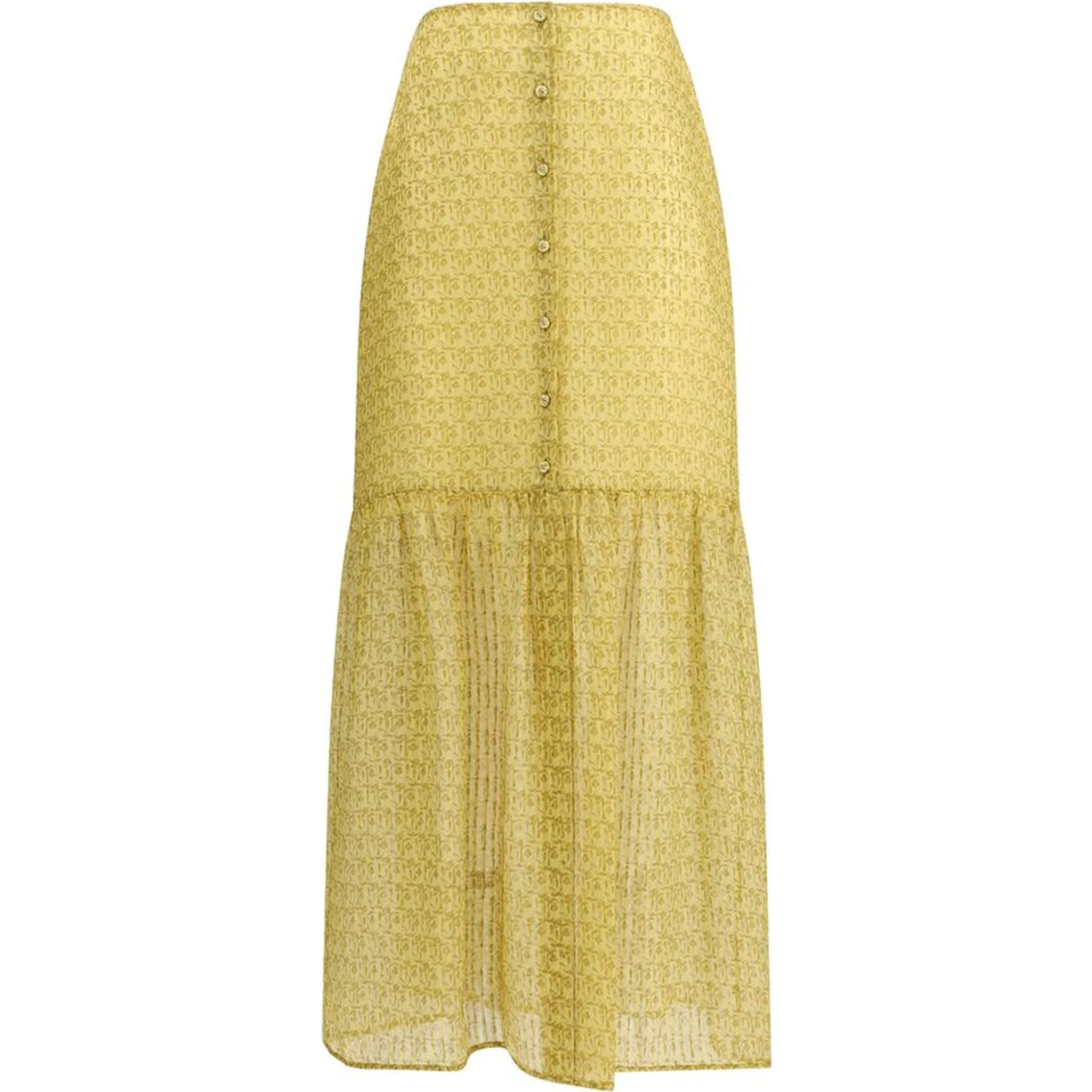 Bicolor Silk Long Skirt