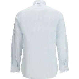 قميص قطني أزرق بنقشة