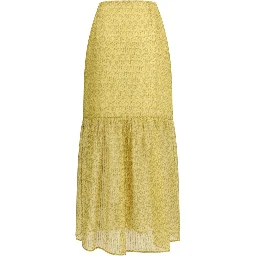 Bicolor Silk Long Skirt
