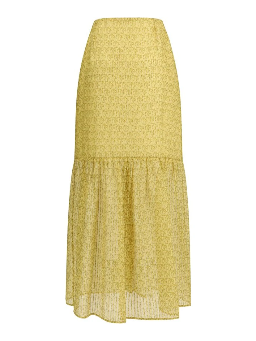 Bicolor Silk Long Skirt