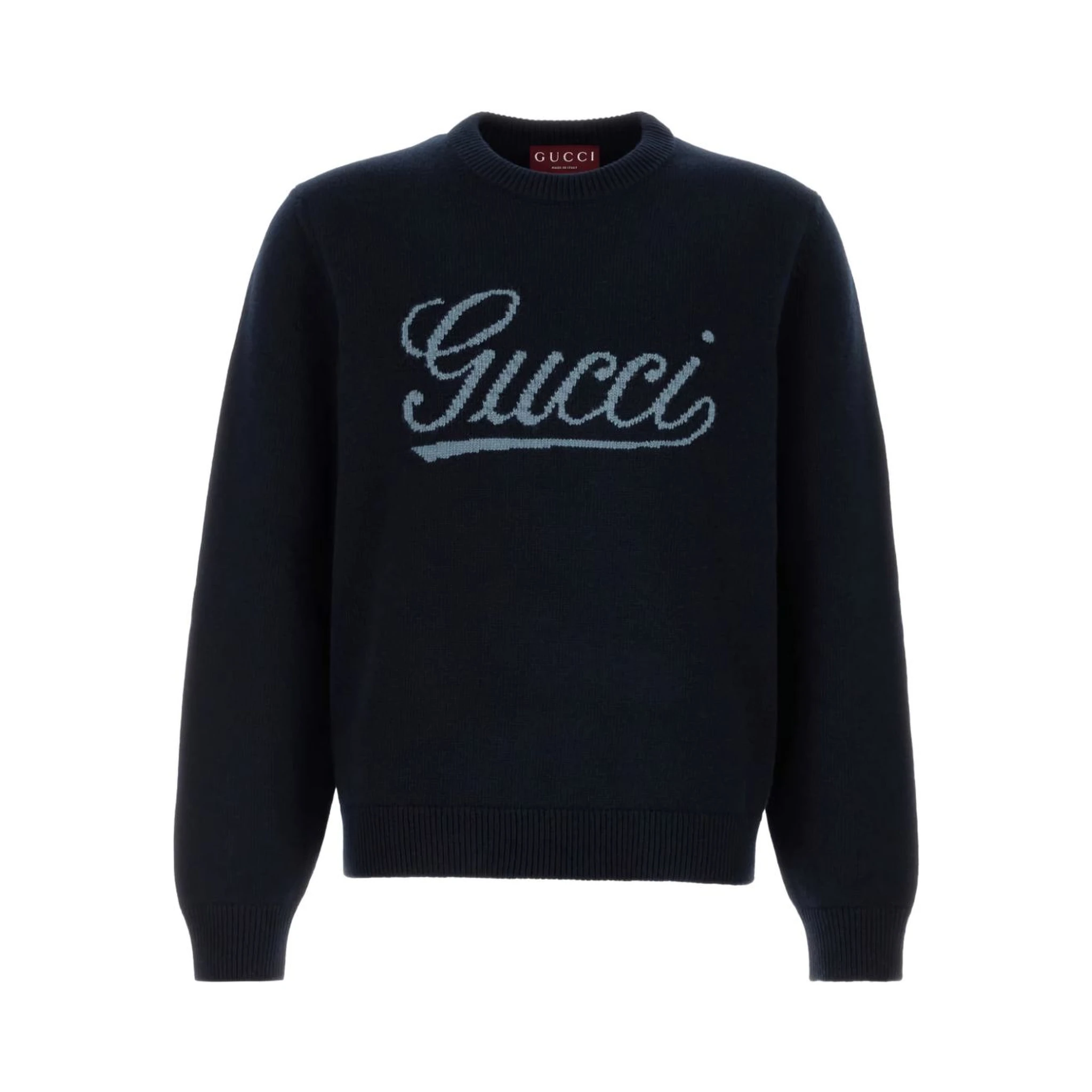 Crewneck knitwear in wool with logo
