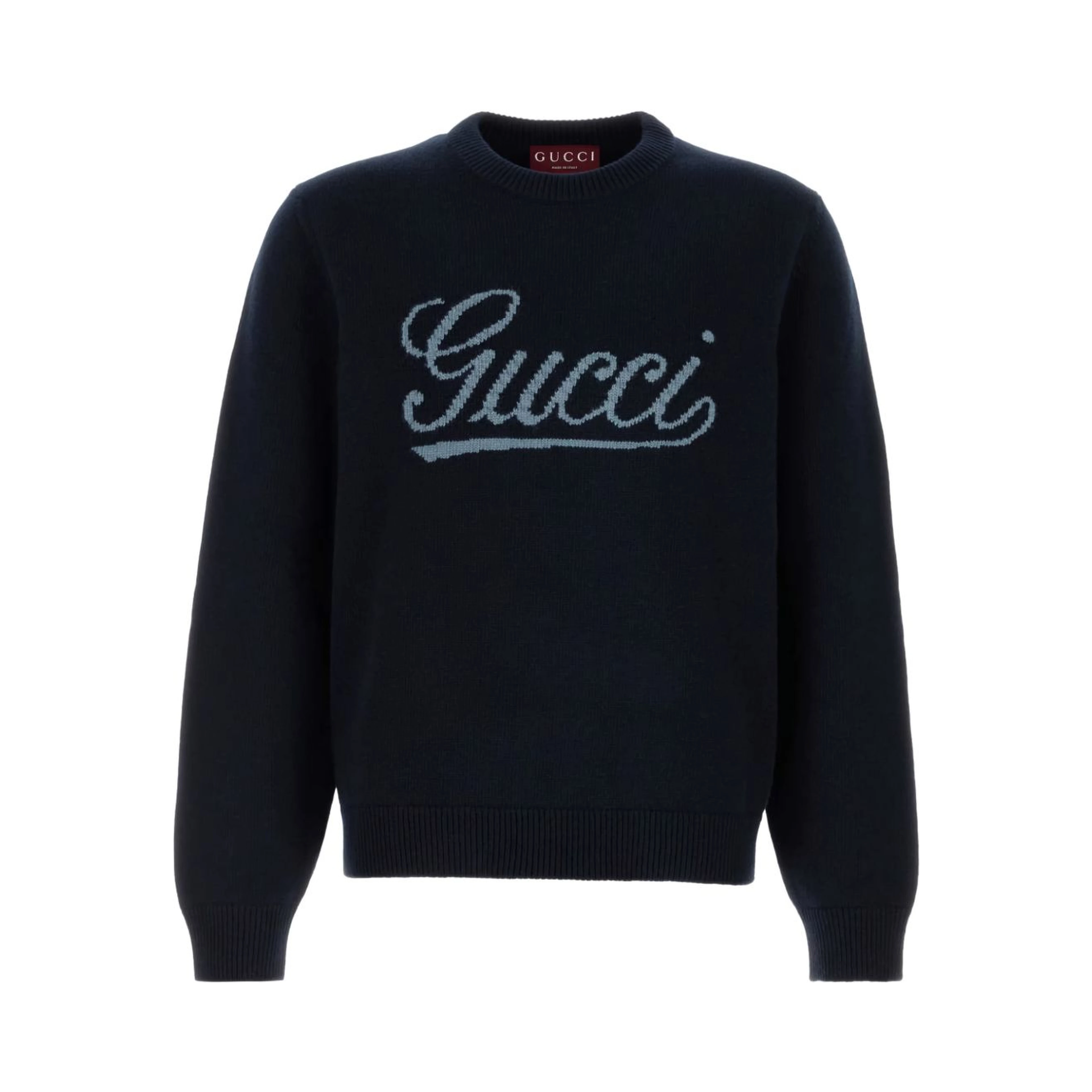 Crewneck knitwear in wool with logo