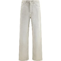 Gray Cotton Straight-Leg Jeans