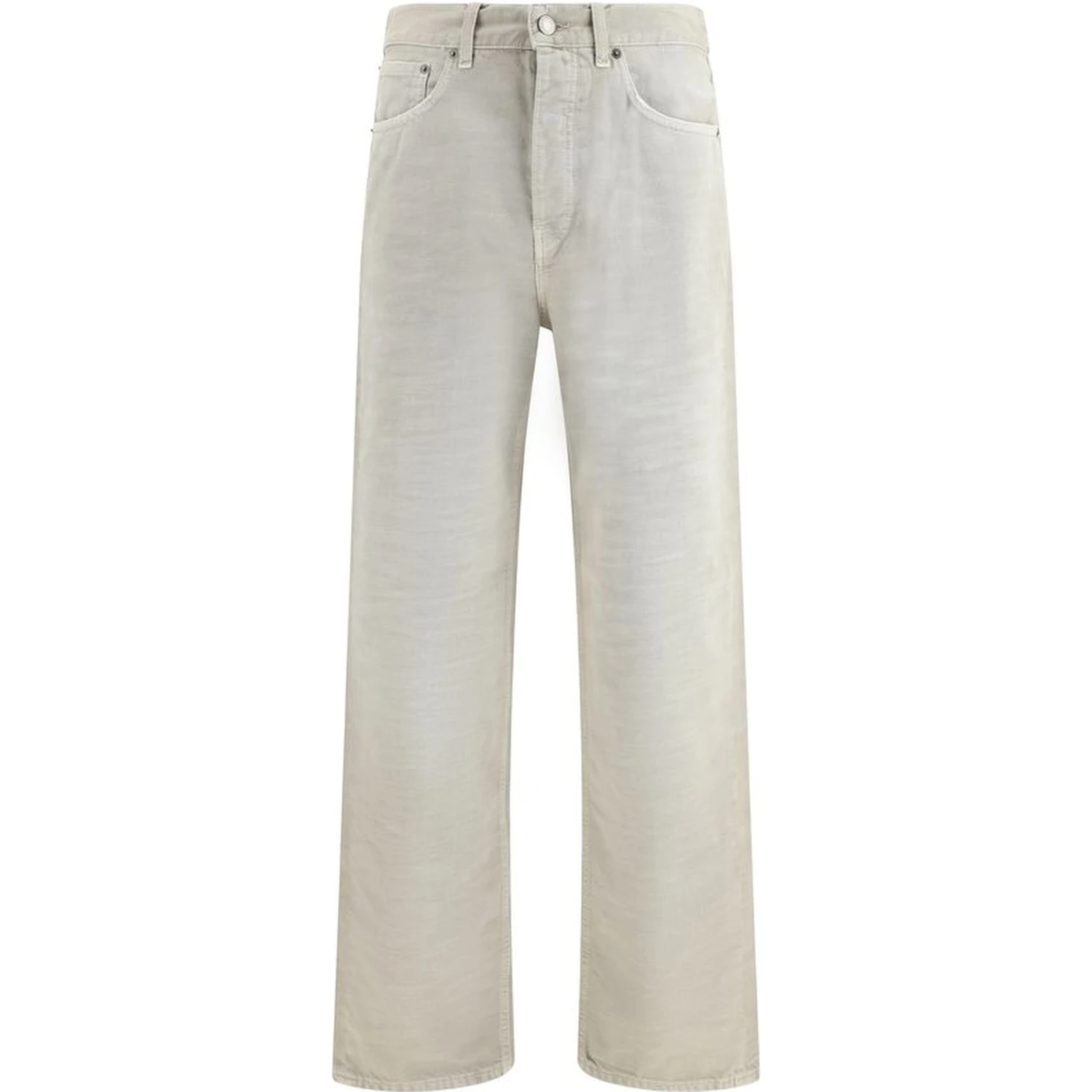 Gray Cotton Straight-Leg Jeans