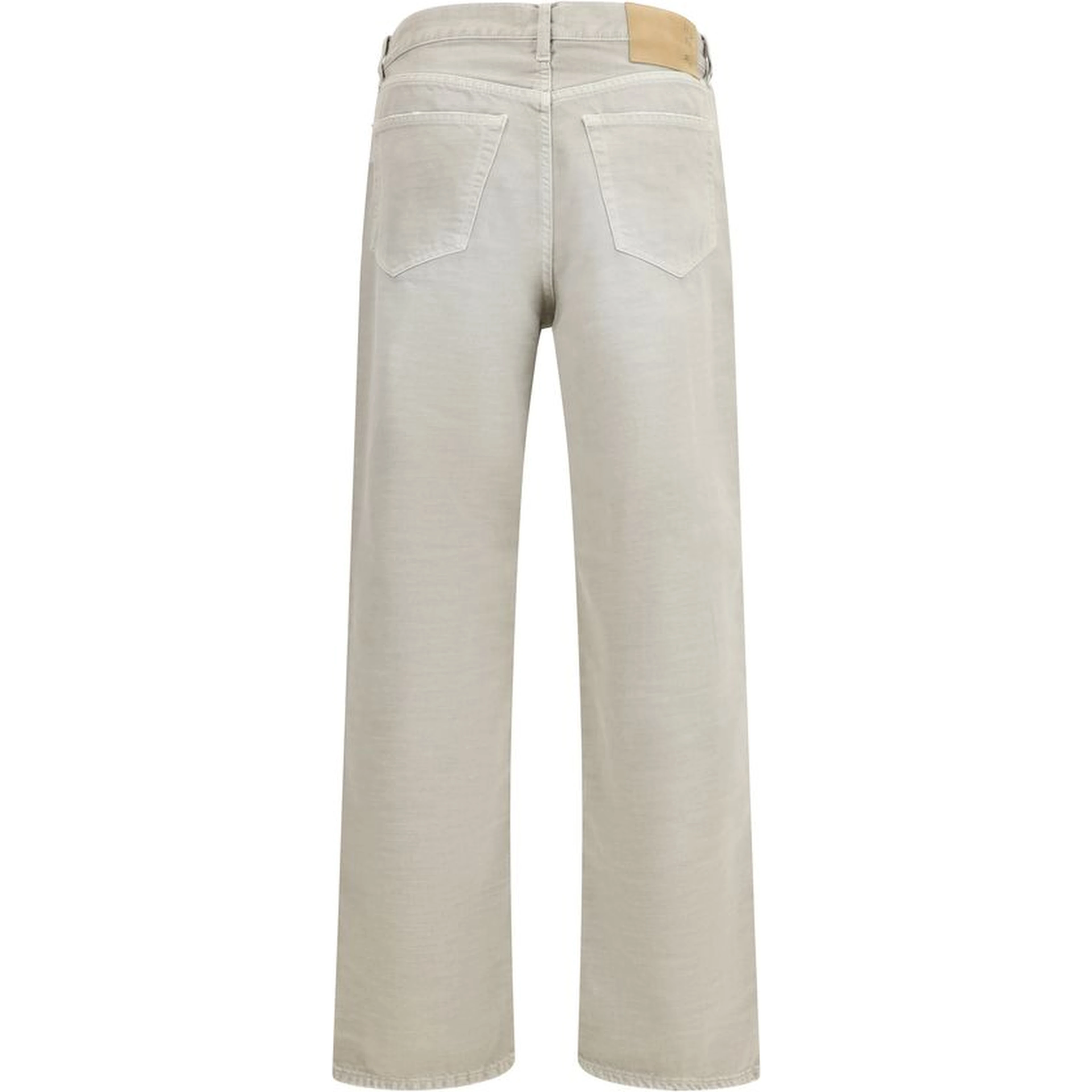 Gray Cotton Straight-Leg Jeans