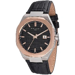 Black Leather Dress Watch