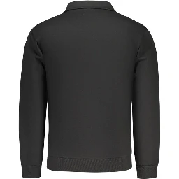 "Black Cotton Men's Sweatshirt with Half Zip and Pockets"