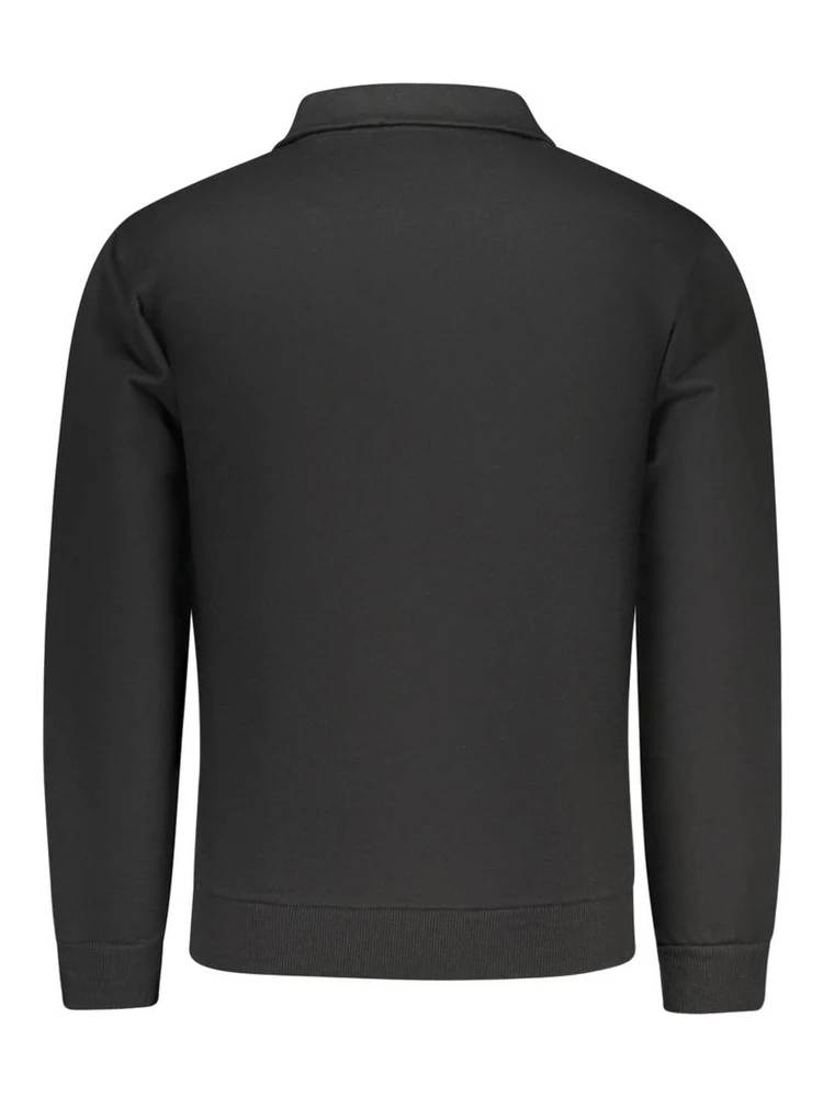 "Black Cotton Men's Sweatshirt with Half Zip and Pockets" alternative