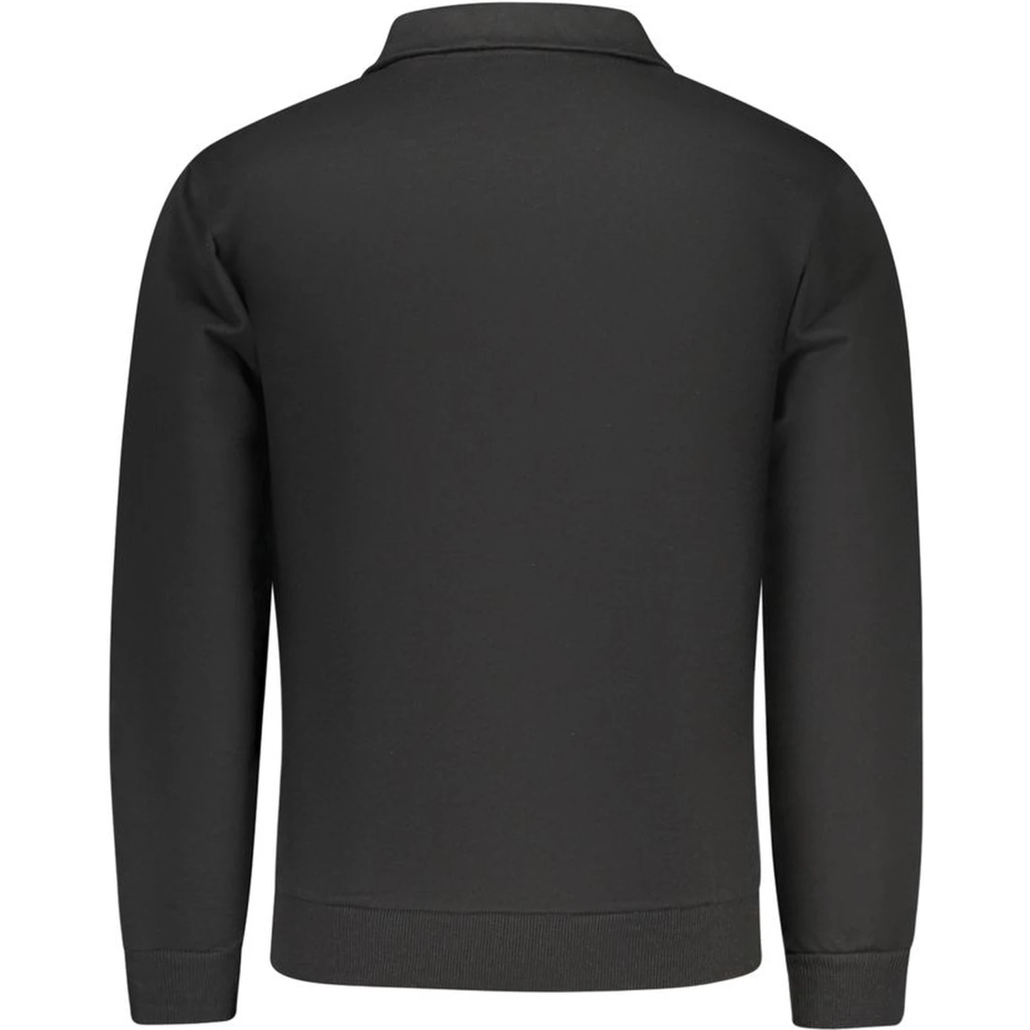 "Black Cotton Men's Sweatshirt with Half Zip and Pockets"