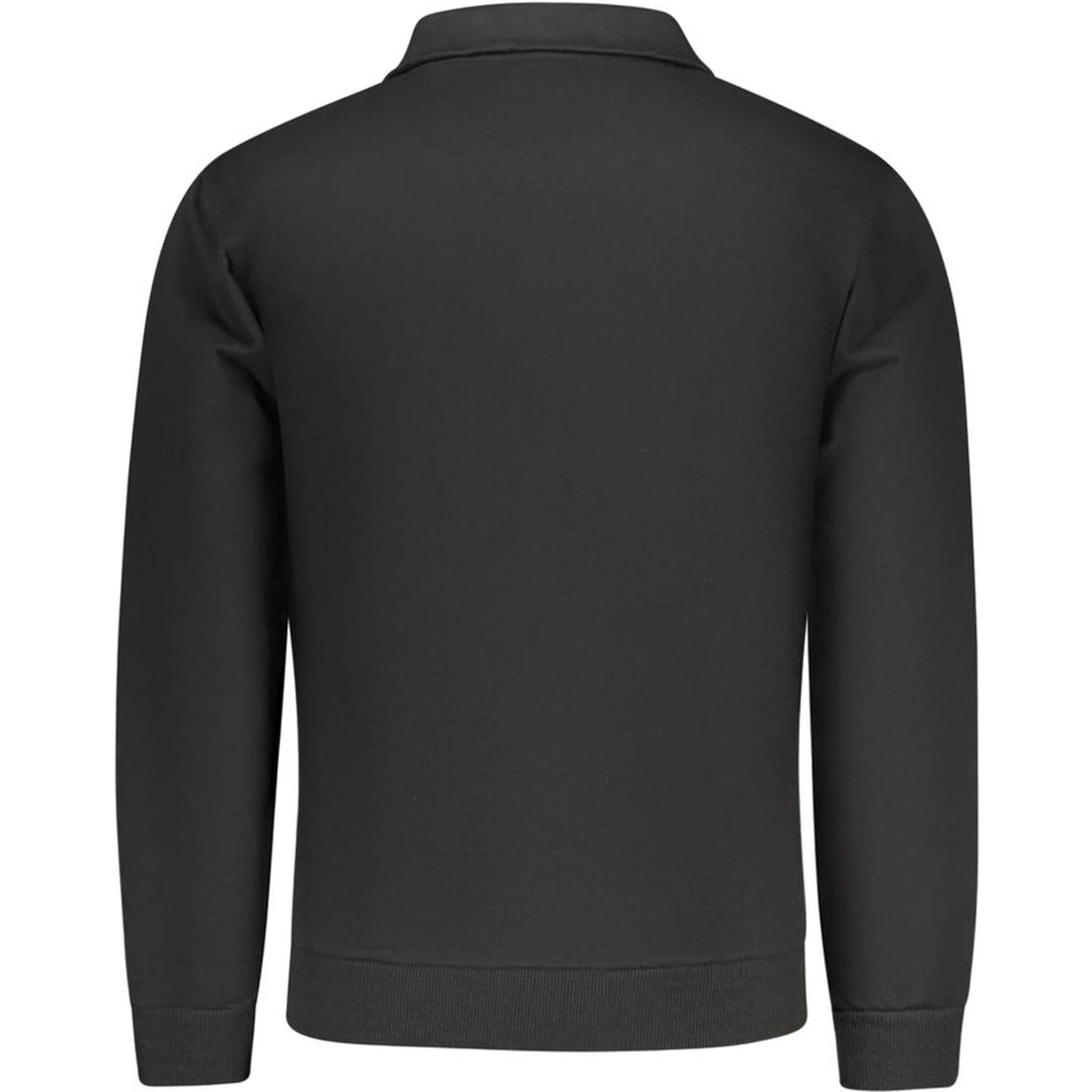 "Black Cotton Men's Sweatshirt with Half Zip and Pockets"