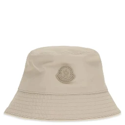 Beige Cotton Bucket Hat