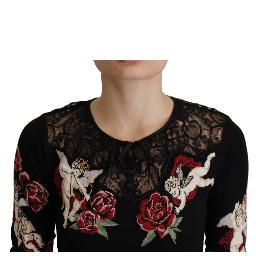 Black Lace Angel Roses Cardigan Sweater
