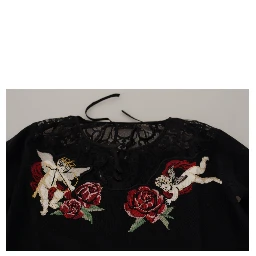 Black Lace Angel Roses Cardigan Sweater