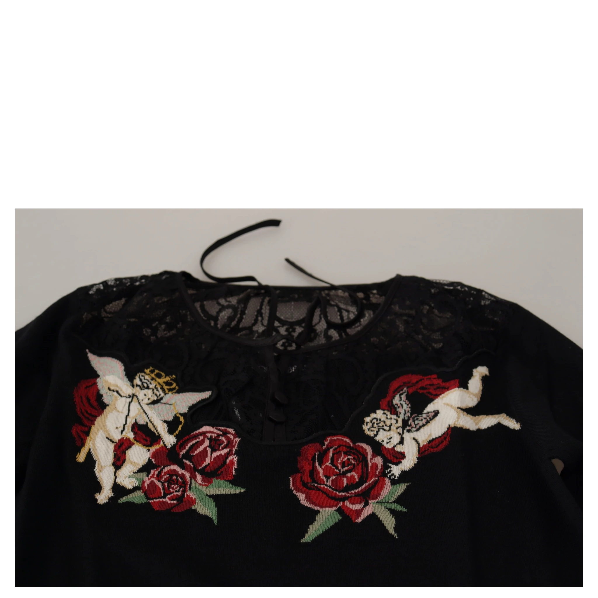 Black Lace Angel Roses Cardigan Sweater