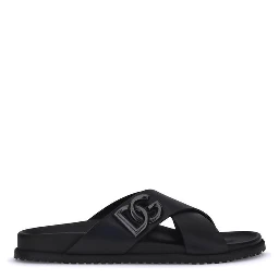 Black Calf Leather Bos Taurus Sandals