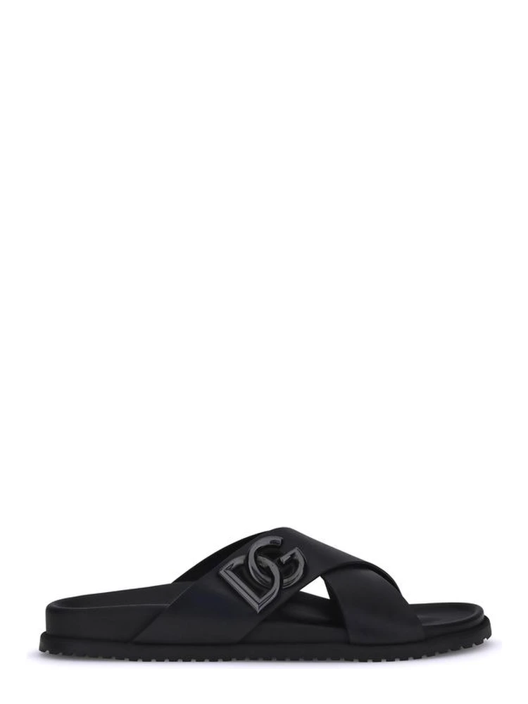Black Calf Leather Bos Taurus Sandals