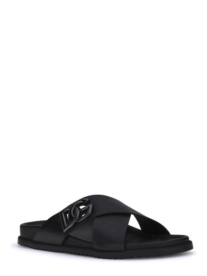 Black Calf Leather Bos Taurus Sandals