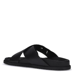 Black Calf Leather Bos Taurus Sandals