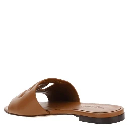 Brown Calf Leather Bos Taurus Flat Sandals