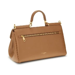 Beige Calf Leather Bos Taurus Shoulder Bag