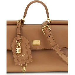 Beige Calf Leather Bos Taurus Shoulder Bag