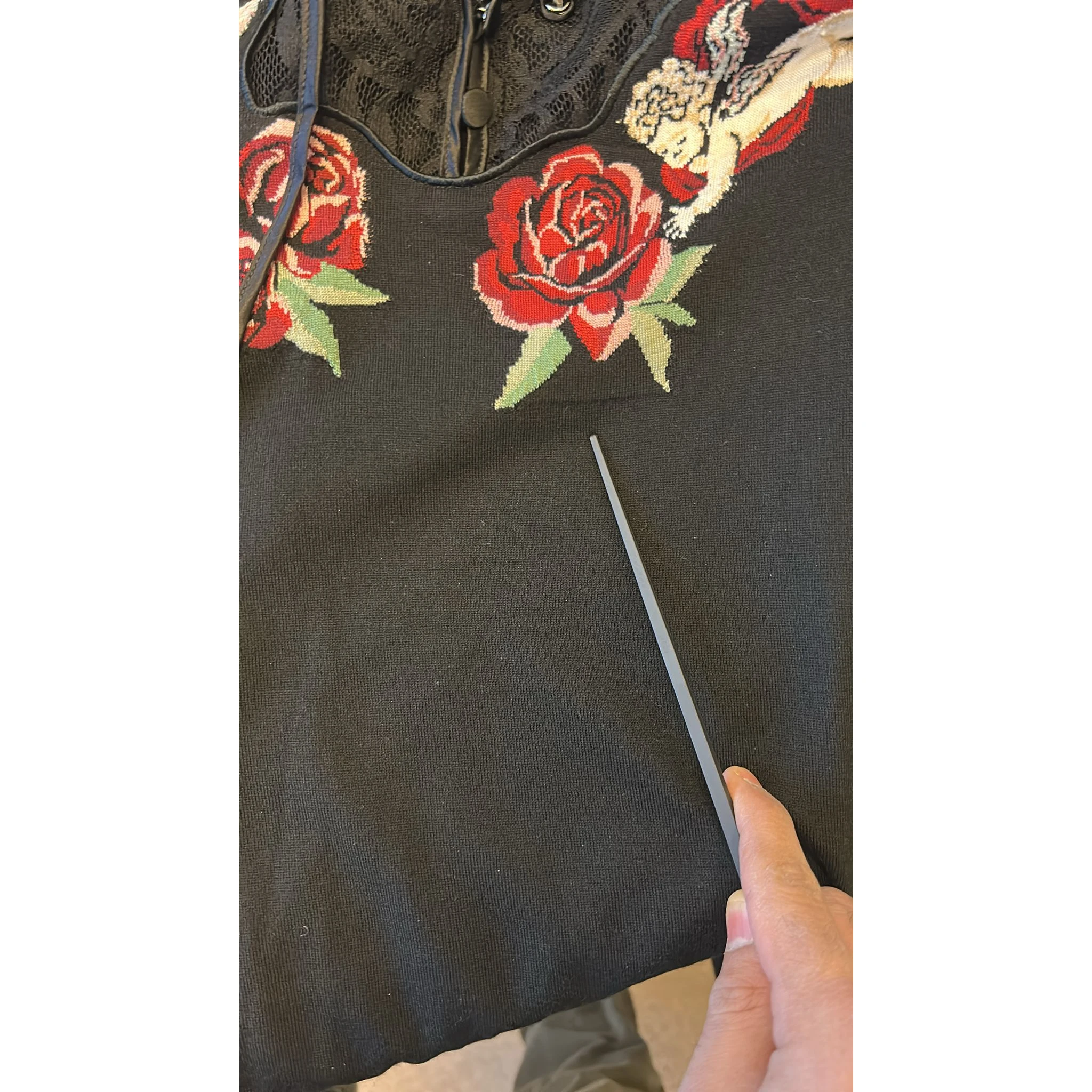 Black Lace Angel Roses Cardigan Sweater