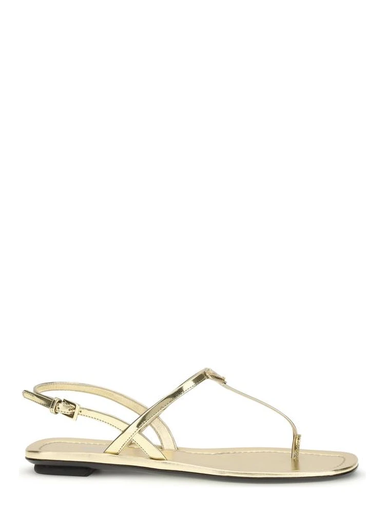 Silver Calf Leather Bos Taurus Flat Sandals