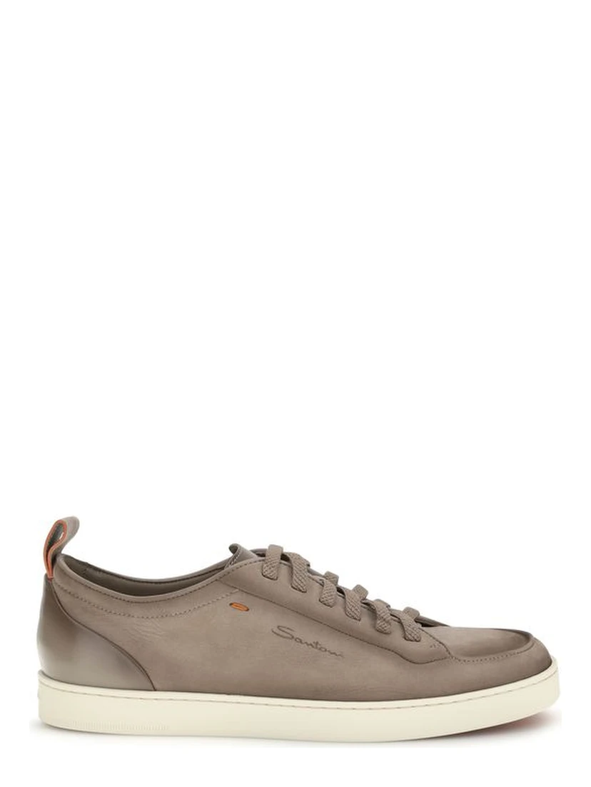 Beige Calf Leather Bos Taurus Low Top Sneakers