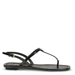 Black Calf Leather Bos Taurus Flip-Flop Sandals