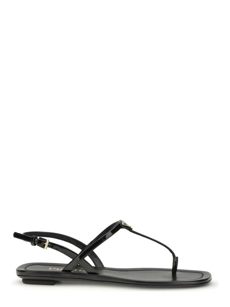 Black Calf Leather Bos Taurus Flip-Flop Sandals