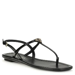 Black Calf Leather Bos Taurus Flip-Flop Sandals