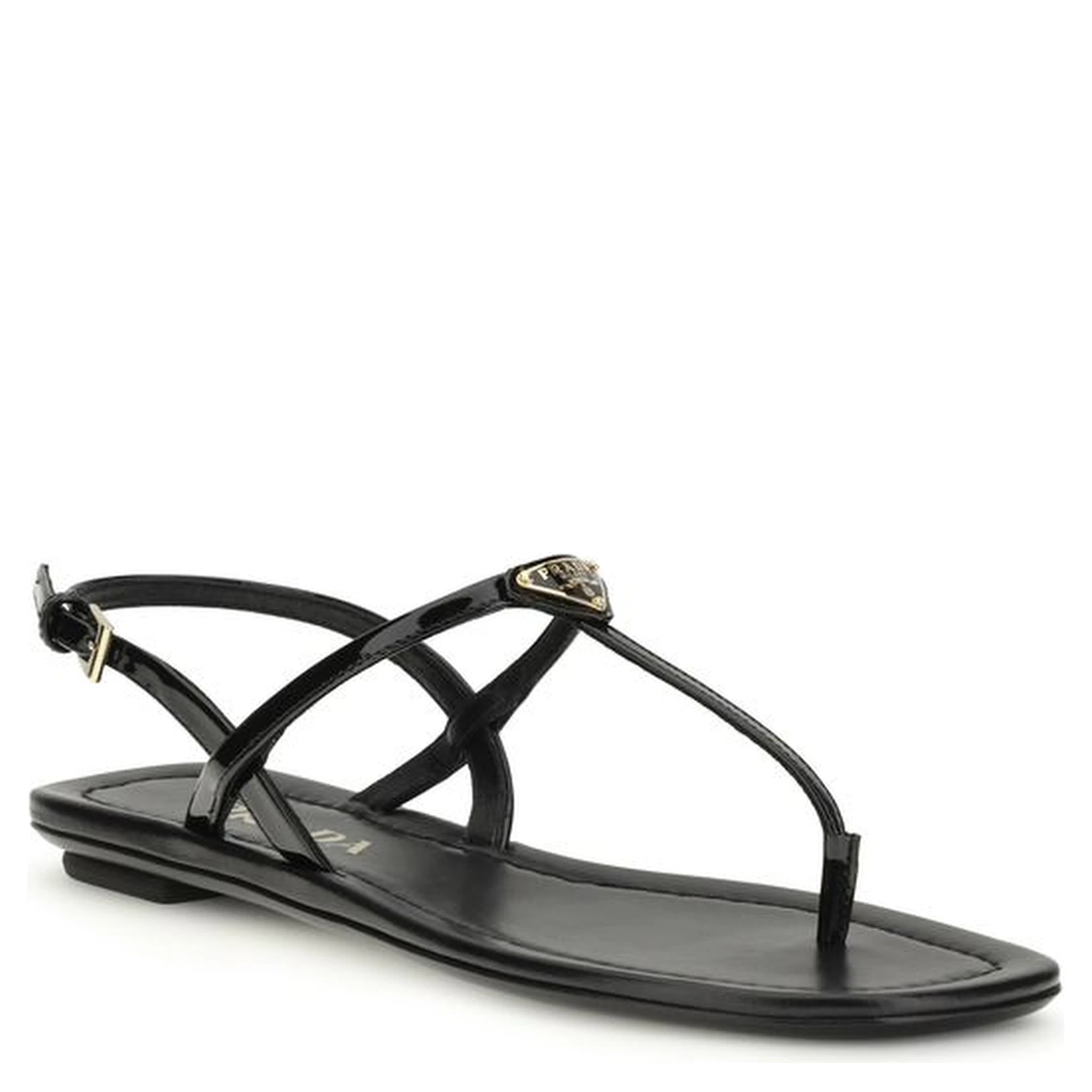 Black Calf Leather Bos Taurus Flip-Flop Sandals