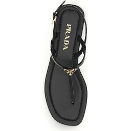 Black Calf Leather Bos Taurus Flip-Flop Sandals