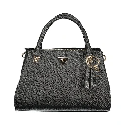 Black Polyurethane Women Handbag