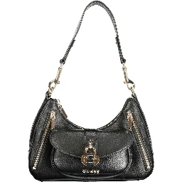 Black Polyurethane Women Handbag